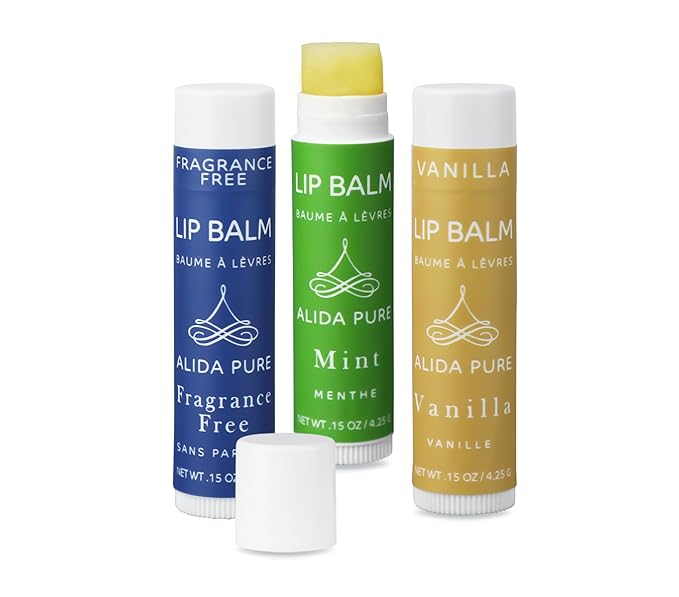 Favorites Lip Balm Collection, Vegan Lip Balm Set, Bees Wax Free, Coconut Oil Free, Avocado Oil, Organic Jojoba Oil, Vitamin E, Natural Moisturizer For Dry Cracked Lips, 3 Tube Set-VivaGrace Women