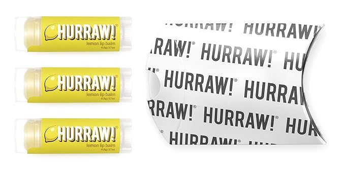 Hurraw! Lemon Lip Balm, 3 Pack: Organic, Certified Vegan, Cruelty and Gluten Free. Non-GMO, 100% Natural Ingredients. Bee, Shea, Soy and Palm Free. Made in USA-VivaGrace Women