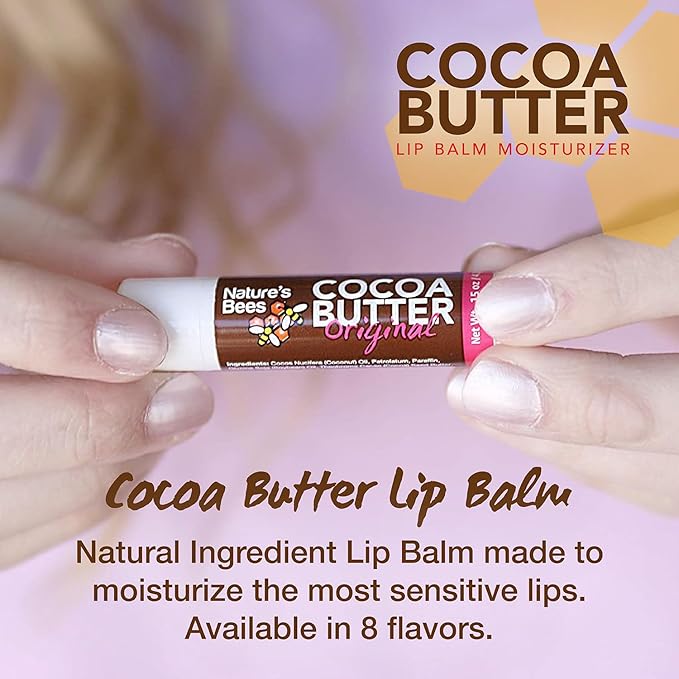 Nature's Bees - Cocoa Butter Lip Balm Moisturizer - Original 96 Pack, 4 Flavors - Original, Shea Butter, Mango Butter, Olive Oil - Made w/Coconut Oil, Beeswax, Vitamin E, Aloe - 0.15oz (4.2g)-VivaGrace Women