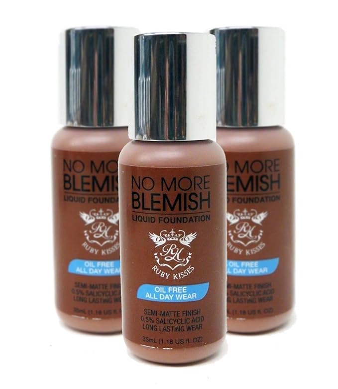 Ruby Kisses Liquid Foundation No More Blemish Oil-Free Foundation Korean Makeup 1.18 Fl Oz (Cognac)-VivaGrace Women