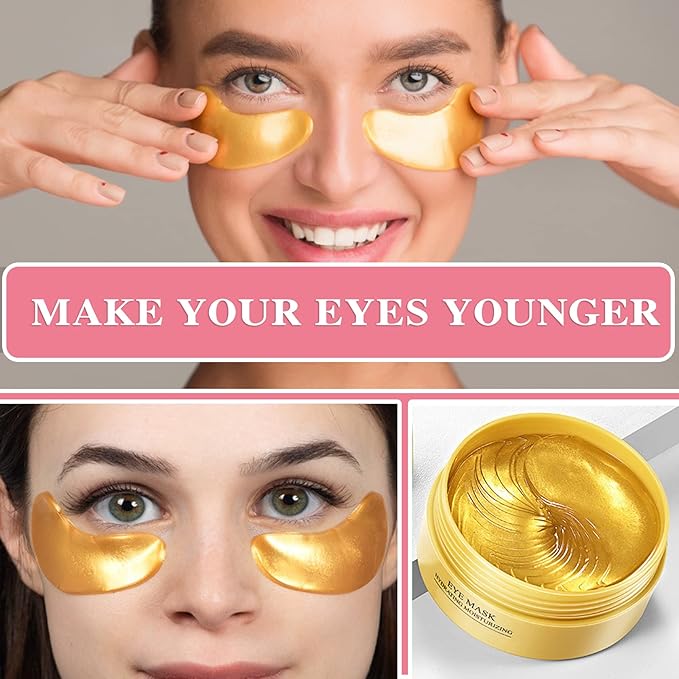 Under Eye Patches for Puffy Eyes & Dark Circles Treatments- 30 Pairs - Moisturizing Eye Mask for Reducing Fine Line,Hydrating Under Eye Pads,Improve Smooth Wrinkles and Under Eye Bags(Gold)-VivaGrace Women