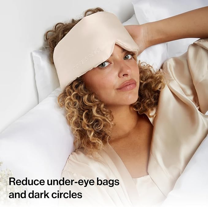 Dore & Rose Deep Sleep Mask Light Blocking, 23 Momme Mulberry Silk Eye Mask, Ultra Soft, Adjustable - Travel Sleeping Mask for Men & Women - Champagne-VivaGrace Women