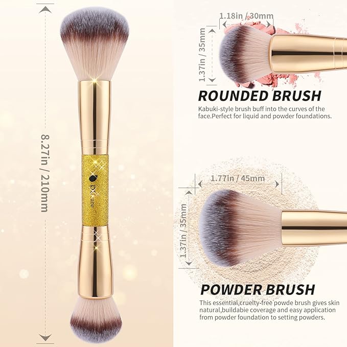 DUcare Foundation Powder Brush Double Ended Blush Makeup Brushes, Duo Bronzer Blush ideal for cream or powder-VivaGrace Women