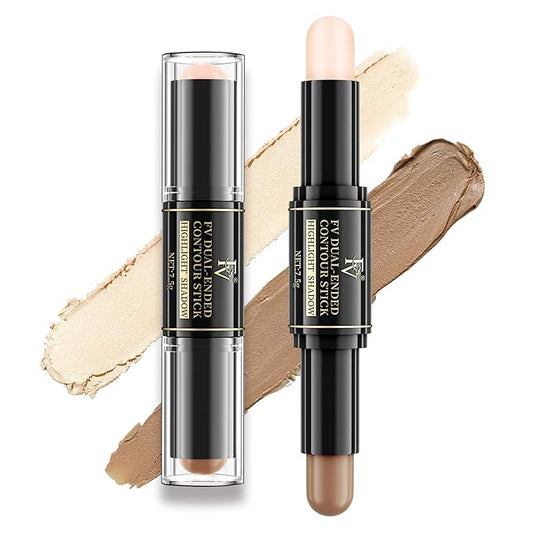 FV Cream Contour Stick, 2-in-1 Face Shaping Stick for Highlighting & Contouring, Bronzer Stick，Long Lasting & Waterproof，Non-Sticky Highlighter Makeup Pen for Light/Medium Skin Tones, 0.26oz (7.5g)-VivaGrace Women