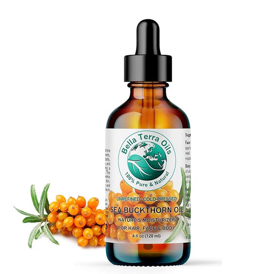 Bella Terra Oils - Sea Buckthorn Oil 4 oz - Unlock the Gold Standard in Skincare, Infused with Omega-3, Omega-6 & Carotenoids, Elevate Your Cosmetic Routine-VivaGrace Women