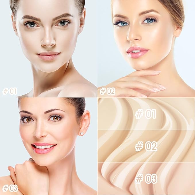 Liquid Concealer Makeup, Full Coverage Concealer, Cream Face Concealer with Cushion Applicator, Highly Pigmented, Natural-Looking, Hydrating, Waterproof Concealer (#04 Ivory)-VivaGrace Women