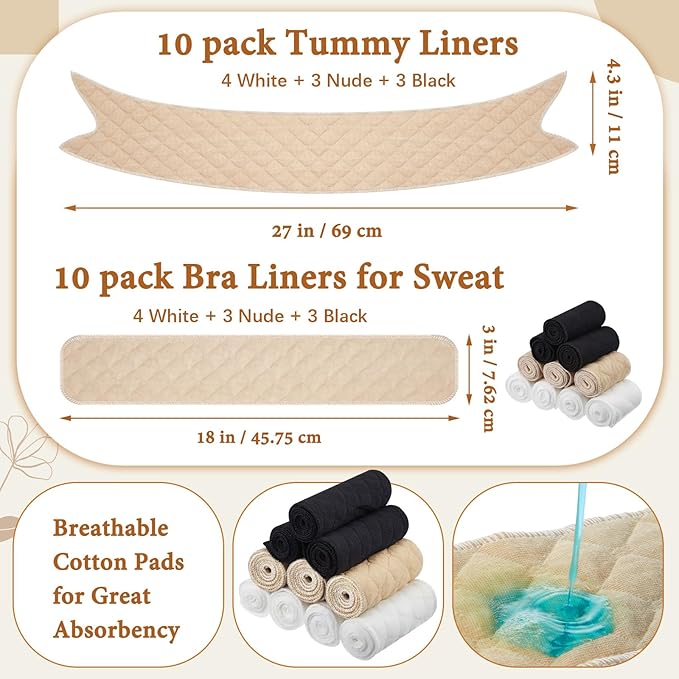 Cotton Tummy Liners and Bra Liners Set for Sweat Rash Skin Folds Plus Size Women Sweating Supplies-VivaGrace Women