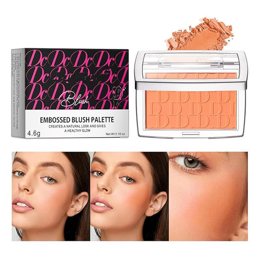 MAEPEOR Embossed Blush 6 Colors Smooth Blendable Face Blush Long-Lasting Natural Look Blush Powder Blush for Cheeks (04 Coral)-VivaGrace Women