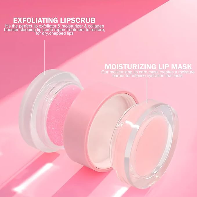 kukubird Lip Mask Overnight Hydrating Lip Balm Mask Exfoliating Lip Scrub Lip Care Treatment For Chapped and Cracked Lips-Strawberry-VivaGrace Women