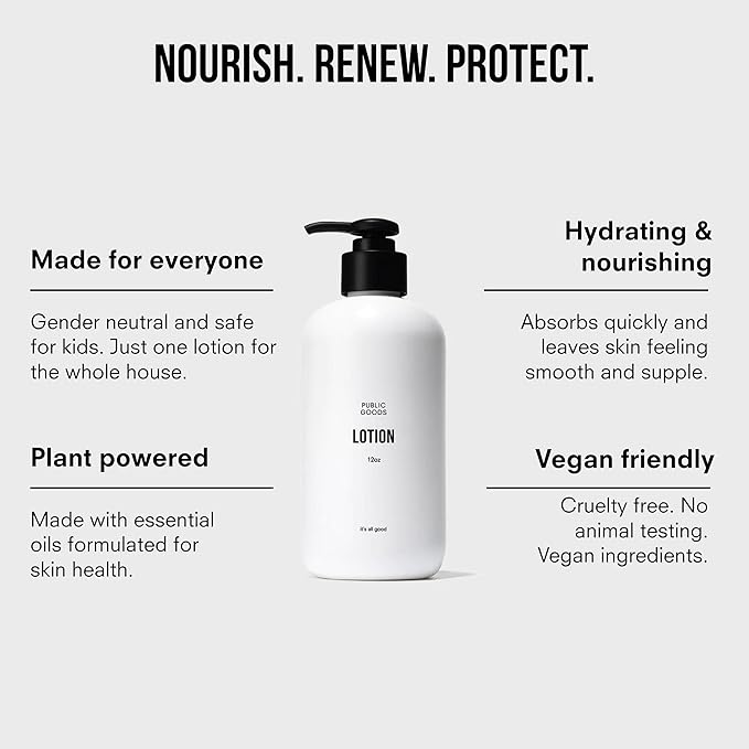 Public Goods Body & Hand Lotion for Women & Men | Natural Moisturizing Daily Lotion for Dry & Itchy Skin | Paraben & Sulfate Free | Made with Organic Essential Oils | Made in Canada | 12 Fl Oz Bottle-VivaGrace Women