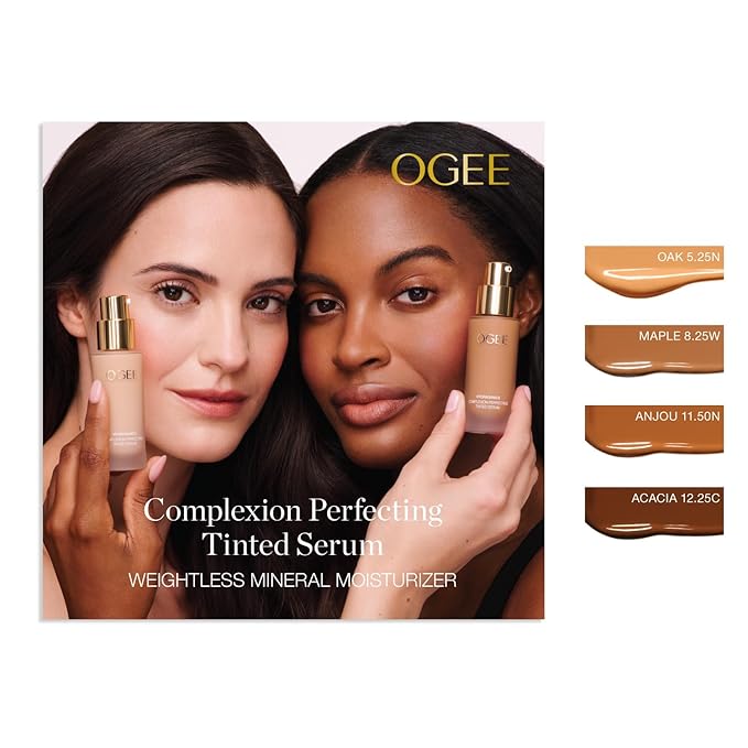 Ogee Complexion Perfecting Liquid Foundation - Lightweight Tinted Moisturizer For Face (Acacia 12.25C - Deep, Red Undertones) - with Vitamin C & Jojoba Oil - Certified Organic & Made in USA-VivaGrace Women