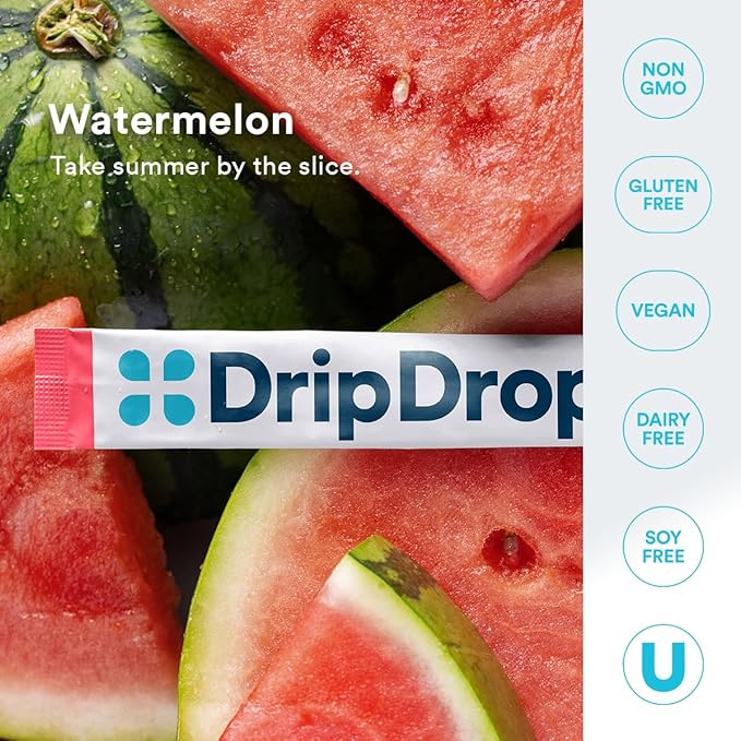 DripDrop Sugar Free Hydration Packets - Zero Watermelon - Single Serve Electrolytes Powder Drink Mix - Non-GMO, Gluten Free, Vegan - 32 Sticks-VivaGrace Women