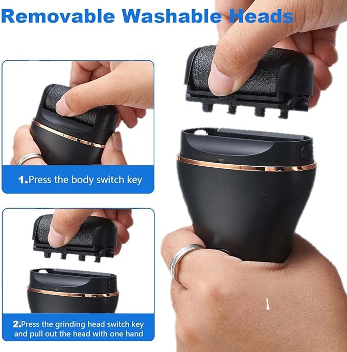 Electric Foot Callus Remover, Portable Electric Foot File with 15 in 1 Professional Pedicure Kits, Rechargeable Pedicure Tools for Foot Care, Waterproof Remover Cracked Feet & Dead Skin (Black)-VivaGrace Women