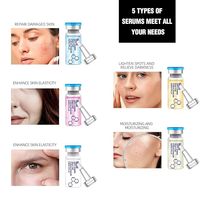 BB Facial Glow Starter Kit Facial Pigment Serum Treatment Kit,Anti-Aging Serum Pigments Set for Micro-needling Skin Treatment 10 Vials 5ml Hyaluronic Acid Ampoule foundation Essence Skin-VivaGrace Women