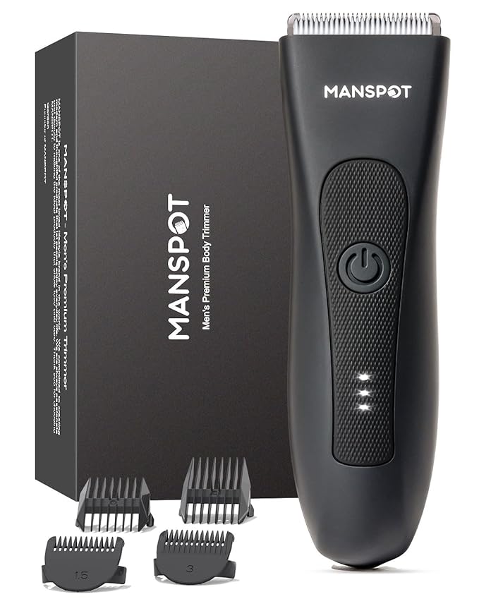 MANSPOT Manscape Groin & Body Hair Trimmer for Men, Electric Ball Pubic Trimmer Shaver,Manscape Kit with 4 Guard,Replaceable Ceramic Blade Heads,Waterproof Wet/Dry Shaver,90 Minutes Shaving-VivaGrace Women