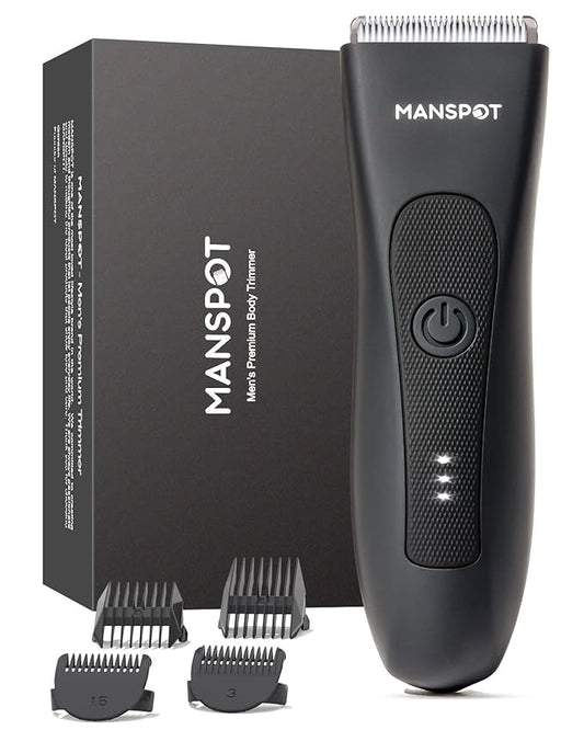 MANSPOT Manscape Groin & Body Hair Trimmer for Men, Electric Ball Pubic Trimmer Shaver,Manscape Kit with 4 Guard,Replaceable Ceramic Blade Heads,Waterproof Wet/Dry Shaver,90 Minutes Shaving-VivaGrace Women