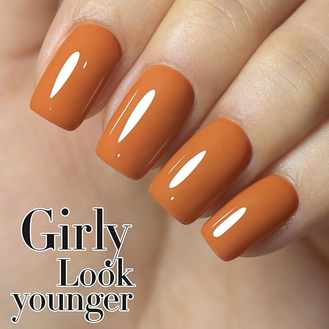 Double Rhythm Translucent Gel Polish Sheer Neutral Natural Light Milky Same Color Same Bottle 15ML Jelly UV Nail Polish Nail Art DIY at Home (Brown Orange-A1447)-VivaGrace Women