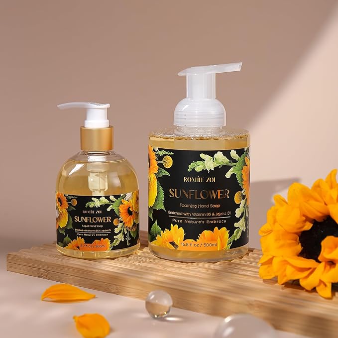 Liquid Hand Soap with Gift Box - Pure Nature's Embrace - Sunflower - 260ml/ 8.7 fl.oz (Pack of 3)