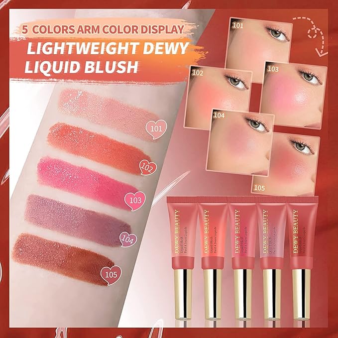 3 Color Liquid Blush,Soft Cream Lightweight Beauty Blush.(101# Ravishing -Nude Pink+102# Serenade-Sweet Peach+103# Rosa-Cool Pink)-VivaGrace Women