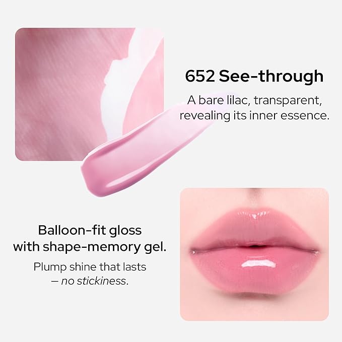 Unseen Balloon Tint, 6 Colors Set for All Skin Types. Buildable Color, Long Lasting Glossy Lip Stains, Lightweight Lip Gloss Make up 652-See-Through-VivaGrace Women