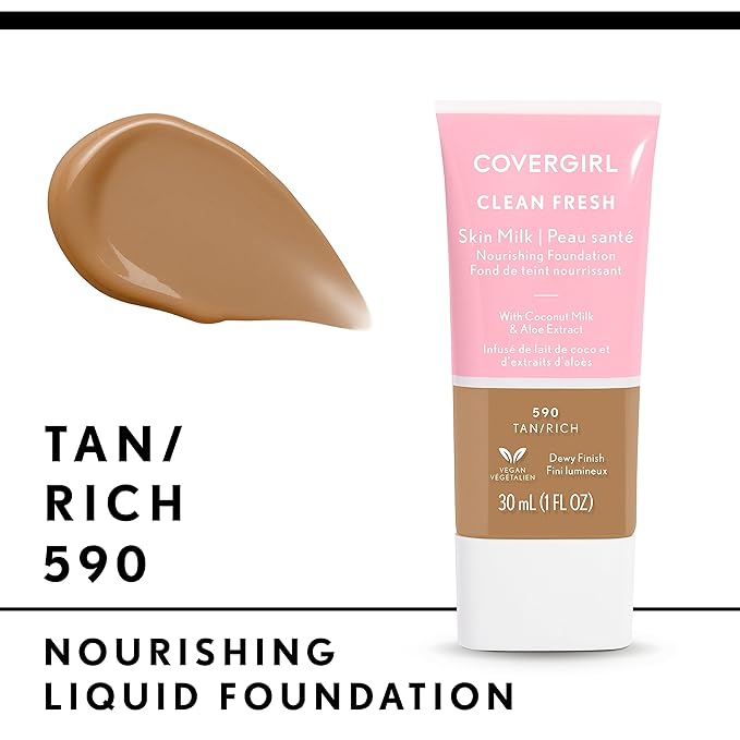 COVERGIRL, Clean Fresh Skin Milk Foundation, Tan/Rich, 1 Count (packaging may vary)-VivaGrace Women