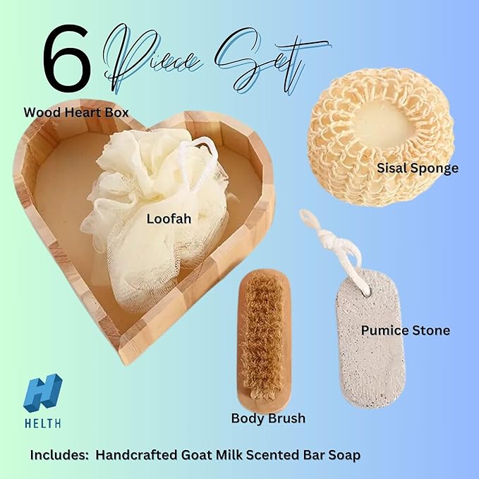 Spa Kit Birthday Box with Loofah Body Brush Gingered Peaches Goat Milk Soap, Orange-VivaGrace Women