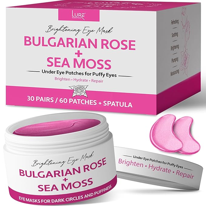 Under Eye Mask Under Eye Gels with Irish Sea Moss Bulgarian Rose and Hyaluronic Acid 60 Eye Gels (30 Pairs) Eye Masks for Men and Women-VivaGrace Women
