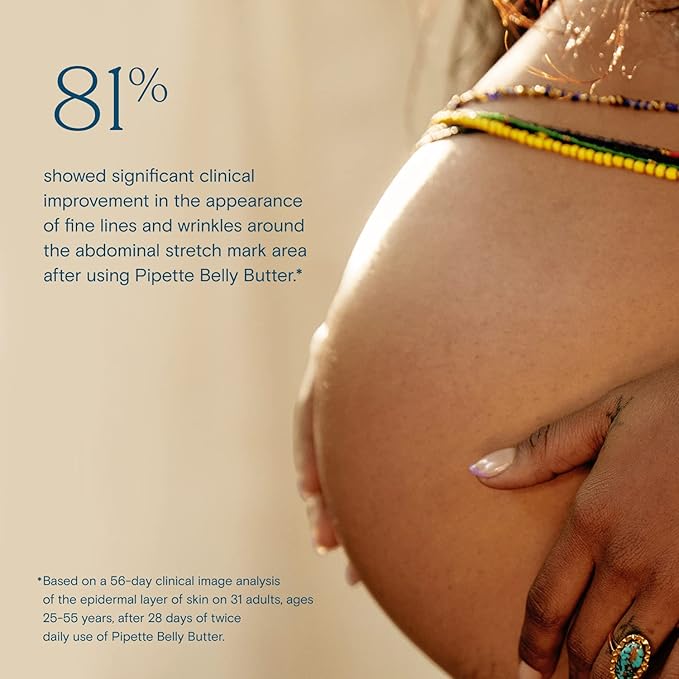 Pipette Belly Butter - Stretch Mark Cream for Pregnancy, Clean Hydrating Ingredients to Help Retain Skin’s Moisture, Shea Butter & Squalane, 3.8 fl oz-VivaGrace Women