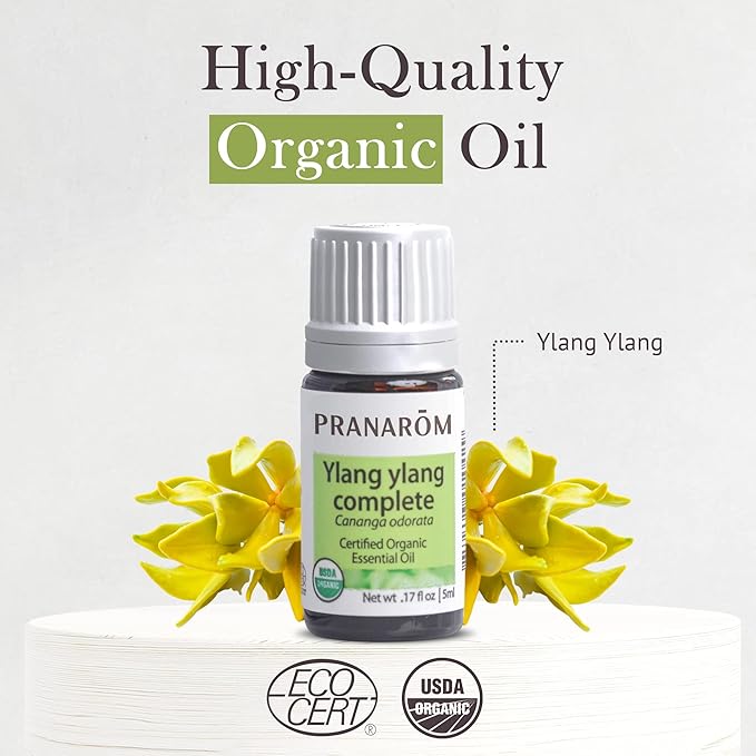 Pranarom USDA Certified Organic Ylang Ylang Essential Oil (5ml), 100% Pure Undiluted Therapeutic Grade from Madagascar for Aromatherapy, Diffuser, Meditation, Massage, Relaxation-VivaGrace Women
