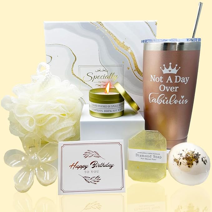 Birthday Gifts for Women Relaxing Spa Gift Basket Set for Her, Birthday Gifts for Mom Grandma Sisters Friends Female Wife Girlfriend Daughter Aunt, Birthday Gifts for Women Who Have Everything Gold-VivaGrace Women