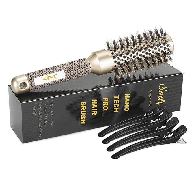 Round Brush for Blow Drying, Nano Thermal Ceramic & Ionic Tech Hair Brush with Boar Bristles, Professional Round Barrel Brush for Styling, Curling and Straightening by Sndyi (2.3Inch, Barrel 1.3 Inch)-VivaGrace Women