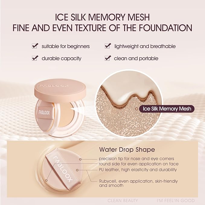Cellglow Pro Lasting Cushion Foundation, Brighten Skin Skincare Foundation Cushion Natural Coverage Nourishing Makeup, Breathable and Lightweight, Vegan, Warm Vanilla, Refill not Included-VivaGrace Women