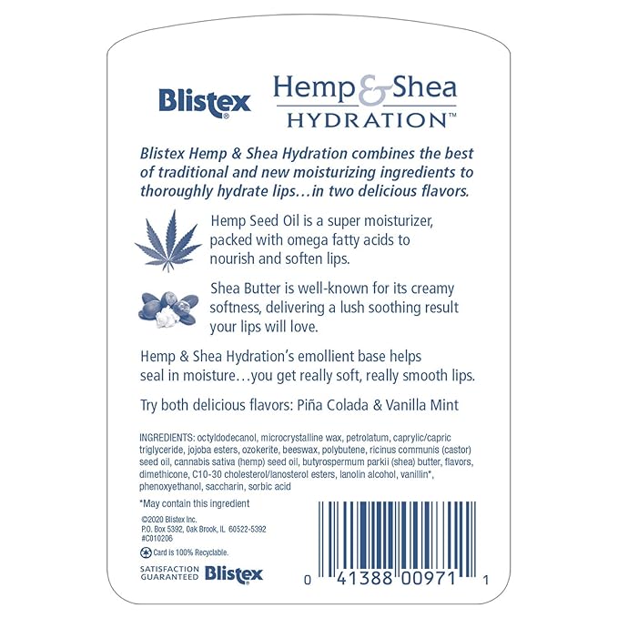 Blistex Hemp & Shea Hydration, 2 count (Pack of 3)-VivaGrace Women