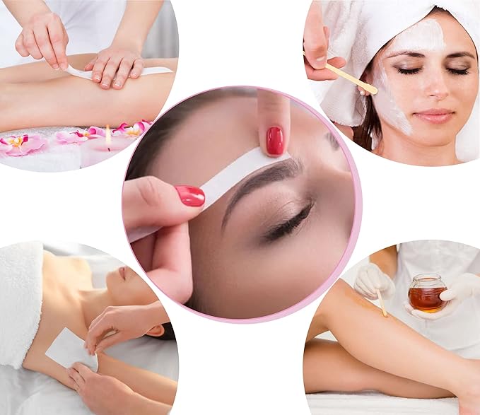 Mibly 4 Style 400 Pcs Assorted Wooden Wax Sticks for Body Legs Face and Small Medium Large Sizes Eyebrow Waxing Applicator Spatulas for (400 Piece Set)-VivaGrace Women