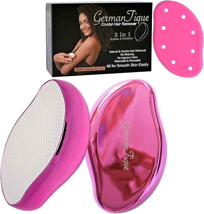 Crystal Hair Eraser,Natural Crystal Hair Remover,Reusable Painless Nano Glass Hair Removal Device Without Shaver,Gentle Crystal Epilator and Exfoliator for Soft Silky Skin(Hot Pink)-VivaGrace Women