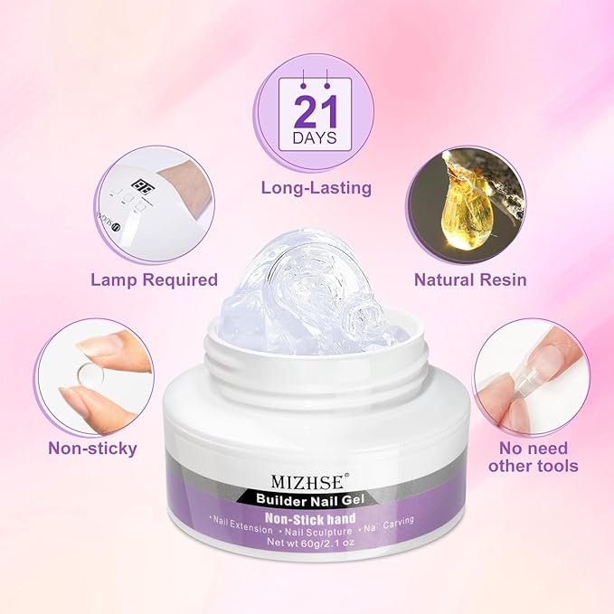 MIZHSE Solid Builder Gel for Nails, 60g Large Capacity Clear 3D Sculpting Gel for Nails Hard Gels Non-Sticky Hand Carving U V/LED Extension Gels with 3D Mold Nail Art Salon Home DIY-VivaGrace Women