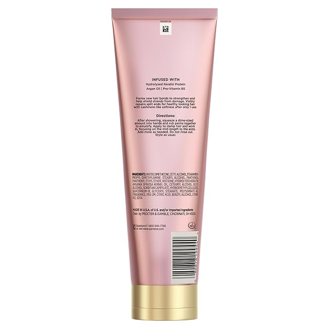 Pantene Keratin Leave-In Conditioner with Argan Oil, Protein Treatment for Dry, Damaged & Color-Treated Hair, Repairs Split Ends & Protects from Damage, Formaldehyde-Free, 8.4 Fl Oz-VivaGrace Women