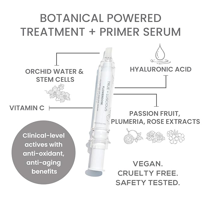 True + Luscious Flowerdose Lip & Eye Serum – 2-in-1 Lip Plumping & Eye Serum for Dry Lips and Dark Circles – Intensely Hydrating, Anti-Aging Formula – 0.5 oz-VivaGrace Women
