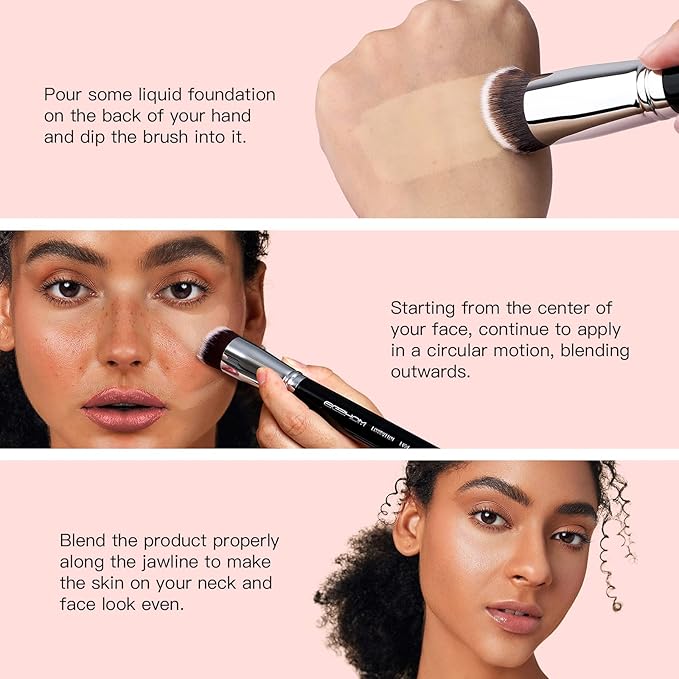 Flat Top Kabuki Foundation Brush, EIGSHOW Premium Makeup Brush for Liquid, Cream, and Powder - Blending, Buffing, Stippling, Flawless Application (F624)-VivaGrace Women