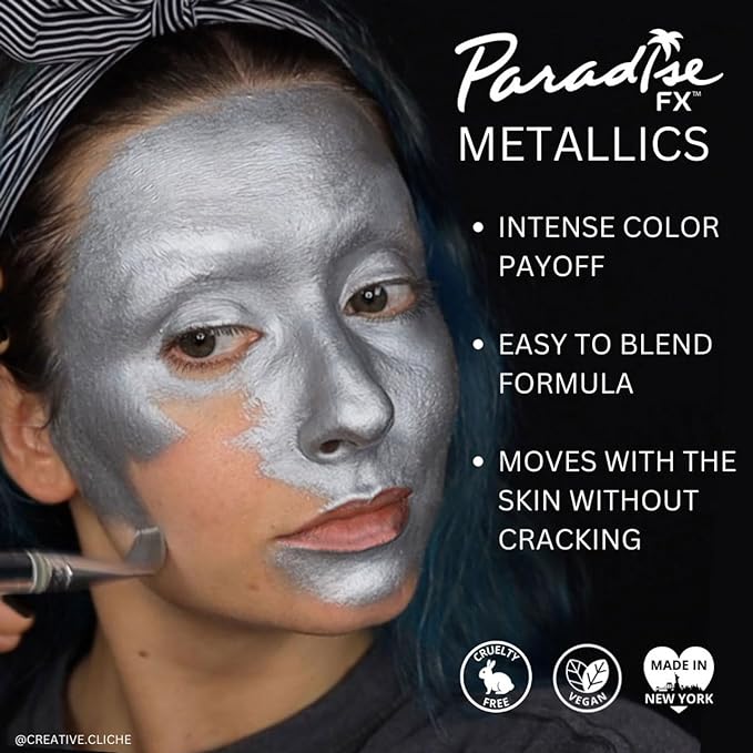 Mehron Makeup Paradise Makeup AQ Refill Size | Stage & Screen, Face & Body Painting, Beauty, Cosplay, Halloween | Water Activated Face Paint, Body Paint, Cosplay Makeup .25 oz (7 ml) (Metallic Gold)-VivaGrace Women