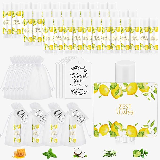 Fumete 50 Pack Lemon Baby Shower Party Gifts Favors Bulk Lip Balms for Guests Boys Girls Neutral Gender Reveal Favors for Baby Shower Prizes Souvenirs Bags Stuffer Classroom Prizes-VivaGrace Women