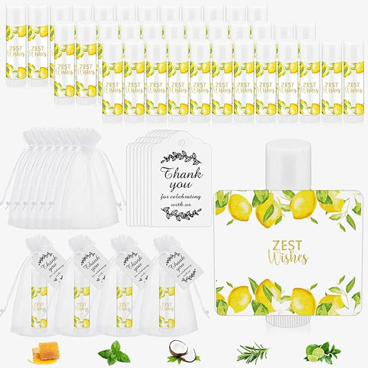 Fumete 50 Pack Lemon Baby Shower Party Gifts Favors Bulk Lip Balms for Guests Boys Girls Neutral Gender Reveal Favors for Baby Shower Prizes Souvenirs Bags Stuffer Classroom Prizes-VivaGrace Women