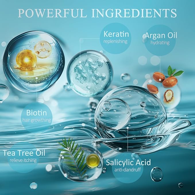 Scalp Scrub, Biotin 2-in-1 Scalp Exfoliator Scrub Clarifying Detox Shampoo with 3% Salicylic Acid & Tea Tree for Dandruff, Build Up, Itchy Scalp, Oily Hair & Dry Scalp Treatment with Scalp Massager-VivaGrace Women