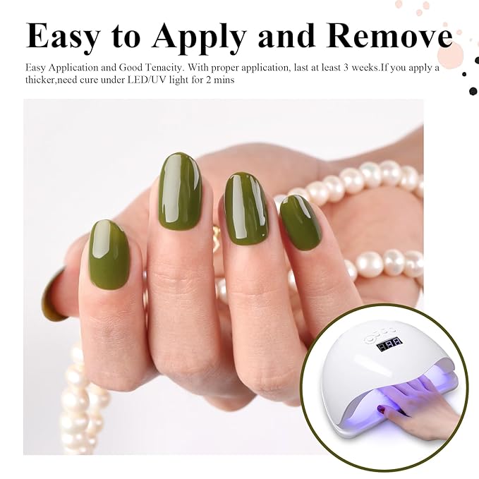 Imtiti Green Gel Nail Polish, 1 Pcs 15ml Olives Green Color Autumn Winter Gel Polish UV LED Cure Nail Art Manicure Salon DIY Gift for Women Girl