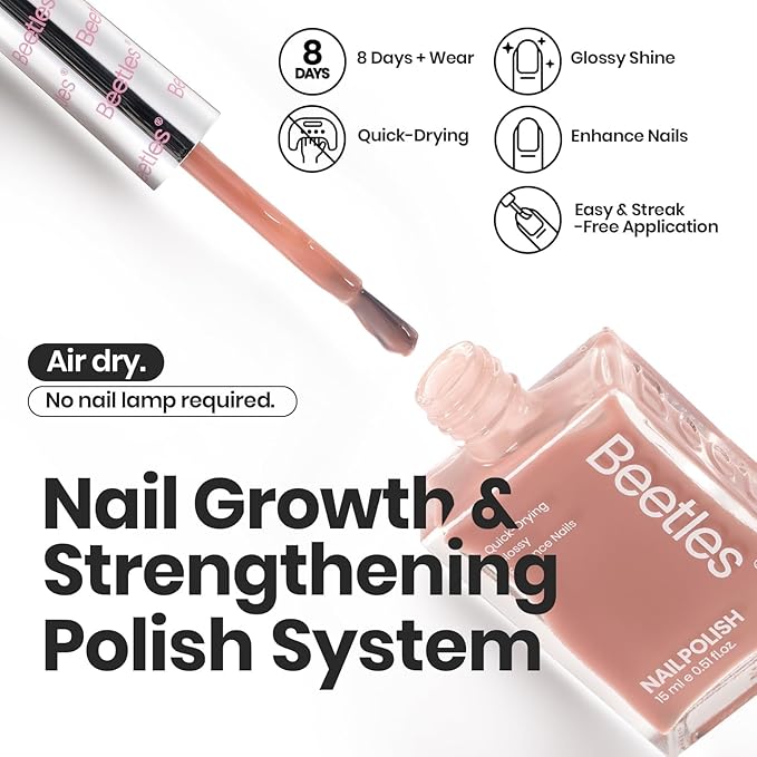 Beetles Jelly Nail Polish Set P186,6 Colors Burgundy Pink Nude Quick Dry Nail Polish 15 ml Fingernail Fast Drying & Long Lasting Nail Strengthener Polish