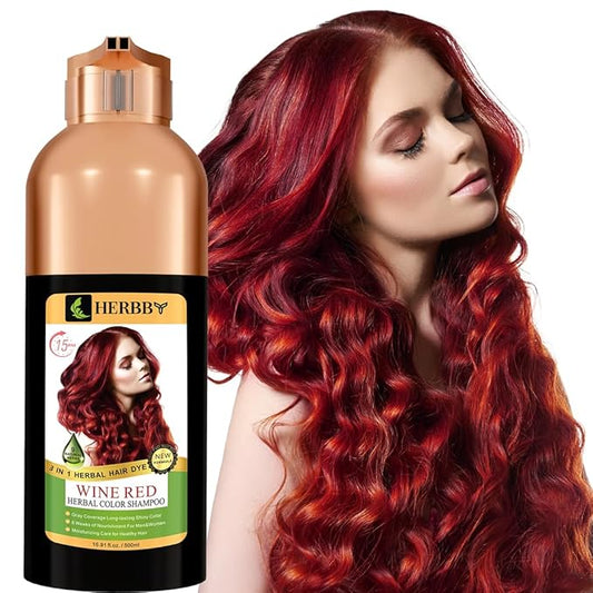 Hair Color Shampoo for Gray Hair Coverage&Color Transform with 9 Herbal Extracts –Long Lasting(6-8 Weeks),Shiny,Evenly Colored,Instant Hair Dye Shampoo&Conditioner, 500 Ml (WINE RED COLOR)-VivaGrace Women