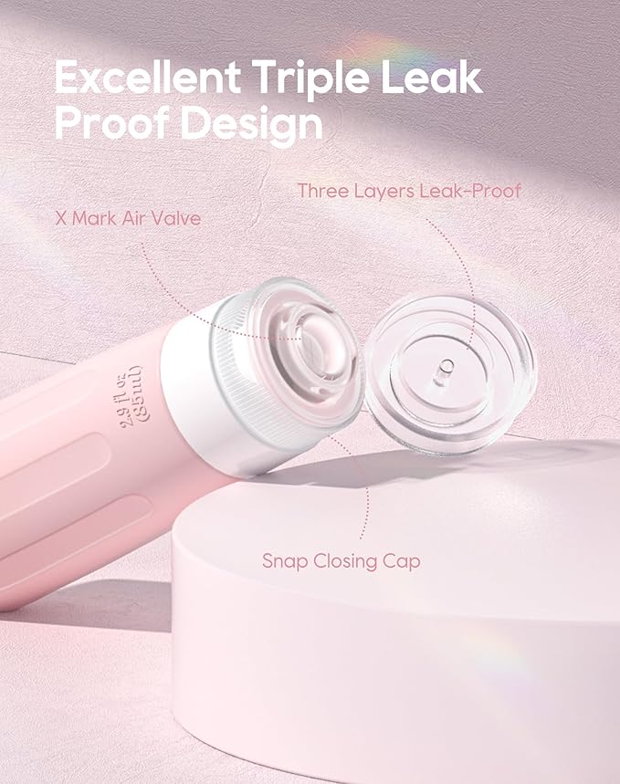 Morfone 16 Pack Silicone Travel Bottles Set for Toiletries TSA Approved Travel Containers Leakproof Squeezable Refillable Accessories 2oz 3oz for Shampoo Conditioner Lotion Liquids (Black Pink)-VivaGrace Women