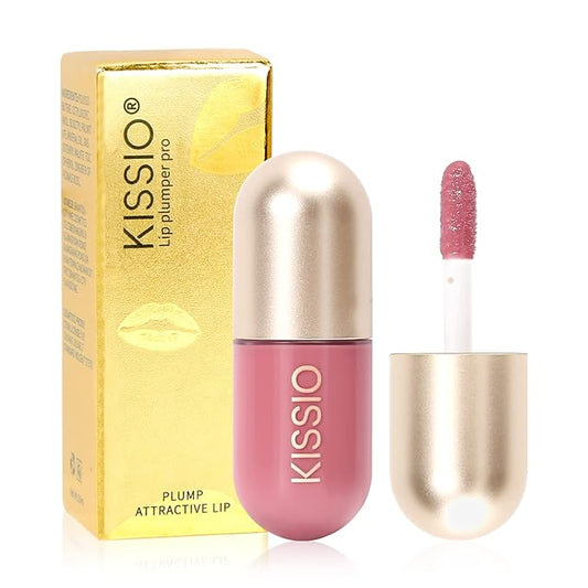KISSIO Lip Plumper,Color Lip Plumper Gloss,Lip Enhancer,Plant Extracts Plumping Lip Serum,Moisturizing Lip Gloss for Fuller Lips and Hydrated Beauty Lips 5.5ml (02 Fig tea)-VivaGrace Women