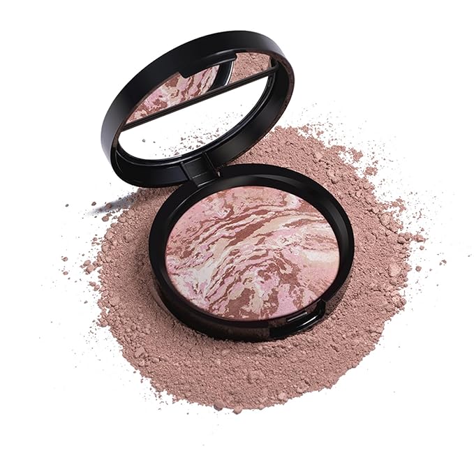 Baked Powder Contour Makeup, Brighten Bronzer Powder, Highlighter Bronzer Glow Palette, Cruelty Free Shimmer Bronzing Powder to Use For Contour Make up, Natural Finish & Easy to Use #001-VivaGrace Women