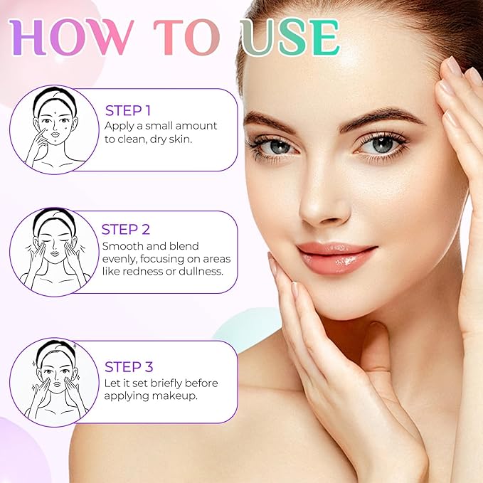 Primer for Face Before Makeup, 3 In 1 One Step Color Corrector Primer, SPF 50 PA+ Sunscreen Isolation Cream, Hydrating, Oil Control Facial Serum Even Skin Tone, Water-Resistant & Sweat-Proof-VivaGrace Women